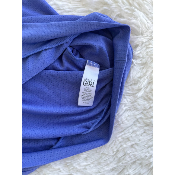 Athleta Girl's Striped Built In Bra Criss Cross Back Tank Top Purple Size XL 14 - Picture 8 of 9